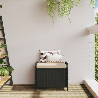 Tuinkruk met kussen 58x46x46 cm poly rattan zwart 3