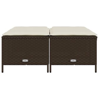 Tuinkrukken met kussens 4 st poly rattan bruin 3