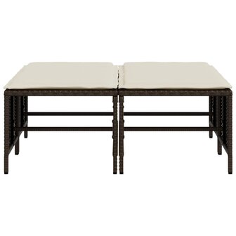 Tuinkrukken met kussens 4 st poly rattan bruin 4
