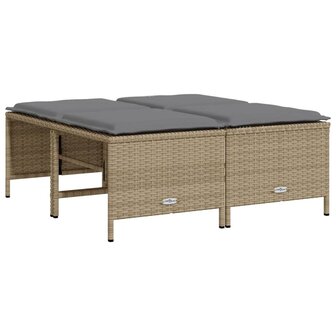 Tuinkrukken met kussens 4 st poly rattan beige 2