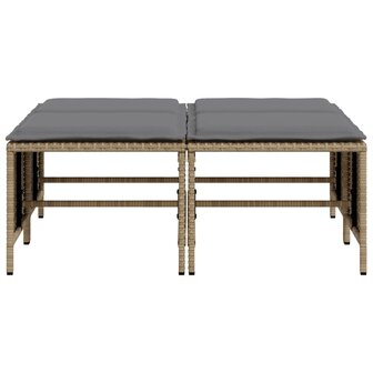 Tuinkrukken met kussens 4 st poly rattan beige 4