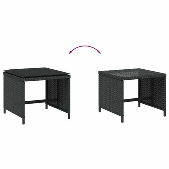 Tuinkrukken 4 st met kussens 40x40x35 cm poly rattan zwart 7