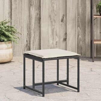 Tuinkrukken met kussens 4 st poly rattan zwart 1