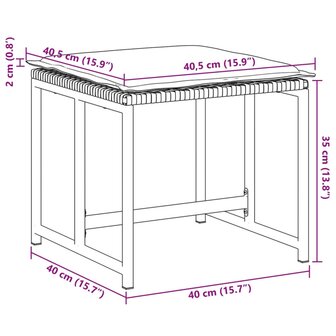 Tuinkrukken met kussens 4 st poly rattan zwart 9
