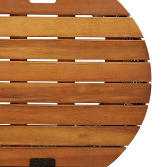 Tuinbijzettafels 2 st met houten blad poly rattan zwart 9