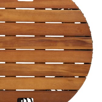 Tuinbijzettafels 2 st met houten blad poly rattan zwart 9