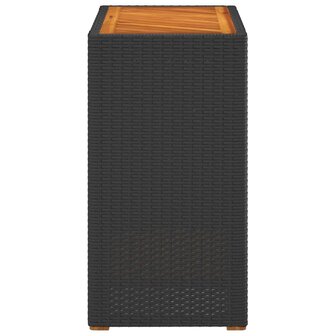 Tuinbijzettafel met houten blad 60x40x75 cm poly rattan zwart 5