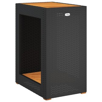 Tuinbijzettafel met houten blad 60x40x75 cm poly rattan zwart 7