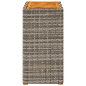 Tuinbijzettafel met houten blad 60x40x75 cm poly rattan grijs 5