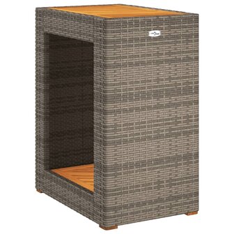 Tuinbijzettafel met houten blad 60x40x75 cm poly rattan grijs 7