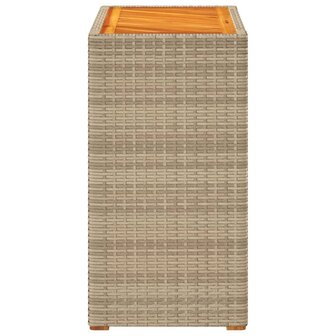 Tuinbijzettafel met houten blad 60x40x75 cm poly rattan beige 5