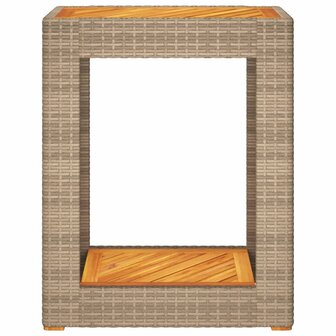 Tuinbijzettafel met houten blad 60x40x75 cm poly rattan beige 6