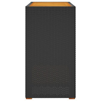 Tuinbijzettafel met houten blad 100x40x75 cm poly rattan zwart 5