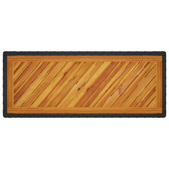 Tuinbijzettafel met houten blad 100x40x75 cm poly rattan zwart 8