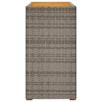 Tuinbijzettafel met houten blad 100x40x75 cm poly rattan grijs 5