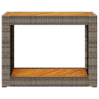 Tuinbijzettafel met houten blad 100x40x75 cm poly rattan grijs 6