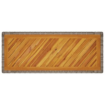 Tuinbijzettafel met houten blad 100x40x75 cm poly rattan grijs 8
