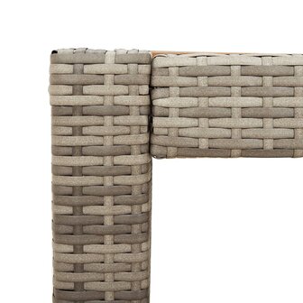 Tuinbijzettafel met houten blad 100x40x75 cm poly rattan grijs 9