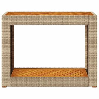 Tuinbijzettafel met houten blad 100x40x75 cm poly rattan beige 6