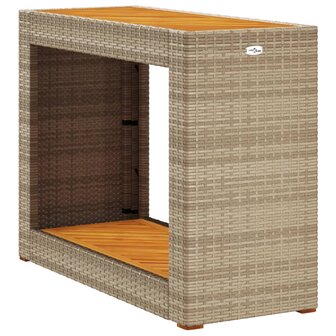 Tuinbijzettafel met houten blad 100x40x75 cm poly rattan beige 7