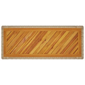 Tuinbijzettafel met houten blad 100x40x75 cm poly rattan beige 8