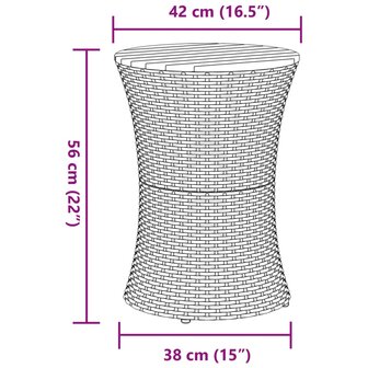 Tuinbijzettafel trommelvormig poly rattan en massief hout zwart 9