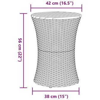 Tuinbijzettafel trommelvormig poly rattan en massief hout beige 9