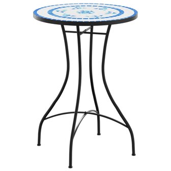 Bistrotafel &Oslash; 50x70 cm keramiek blauw en wit 2