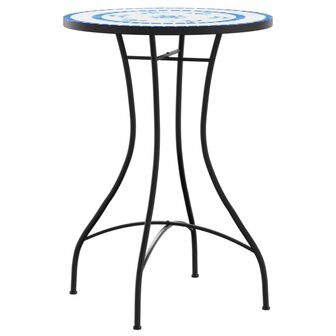 Bistrotafel &Oslash; 50x70 cm keramiek blauw en wit 4