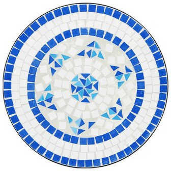 Bistrotafel &Oslash; 50x70 cm keramiek blauw en wit 6