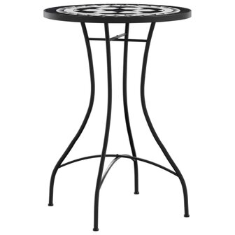 Bistrotafel moza&iuml;ek &Oslash;50x70 cm keramiek zwart en wit 4
