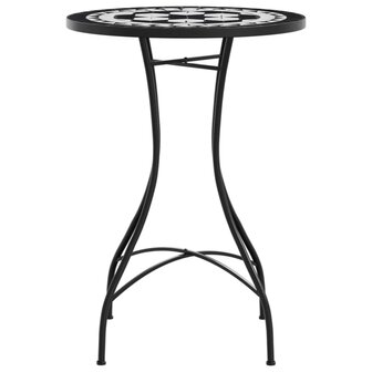 Bistrotafel moza&iuml;ek &Oslash;50x70 cm keramiek zwart en wit 5