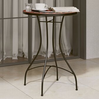 Bistrotafel moza&iuml;ek &Oslash;50x70 cm keramiek terracottakleurig en wit 1