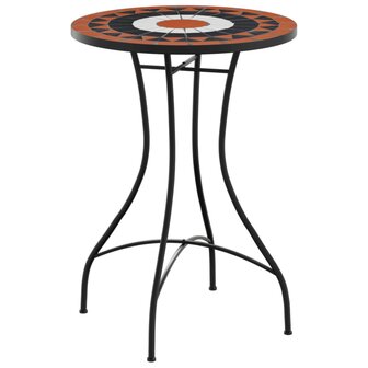 Bistrotafel moza&iuml;ek &Oslash;50x70 cm keramiek terracottakleurig en wit 2