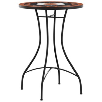 Bistrotafel moza&iuml;ek &Oslash;50x70 cm keramiek terracottakleurig en wit 4
