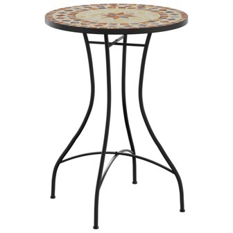 Bistrotafel moza&iuml;ek &Oslash;50x70 cm keramiek terracottakleurig en wit 2
