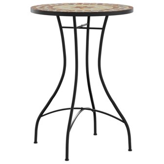 Bistrotafel moza&iuml;ek &Oslash;50x70 cm keramiek terracottakleurig en wit 4
