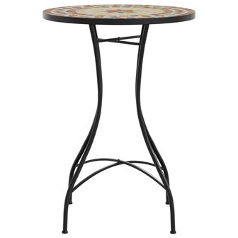 Bistrotafel moza&iuml;ek &Oslash;50x70 cm keramiek terracottakleurig en wit 5
