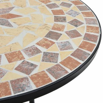Bistrotafel moza&iuml;ek &Oslash;50x70 cm keramiek terracottakleurig en wit 7