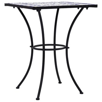 Bistrotafel moza&iuml;ek 60 cm keramiek blauw en wit 2