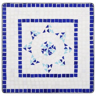 Bistrotafel moza&iuml;ek 60 cm keramiek blauw en wit 6