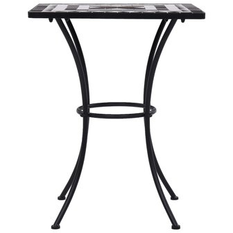 Bistrotafel moza&iuml;ek 60 cm keramiek zwart en wit 3