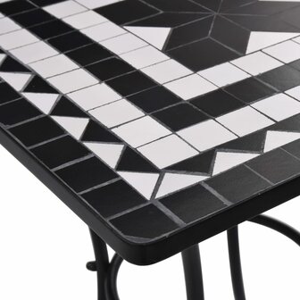 Bistrotafel moza&iuml;ek 60 cm keramiek zwart en wit 4