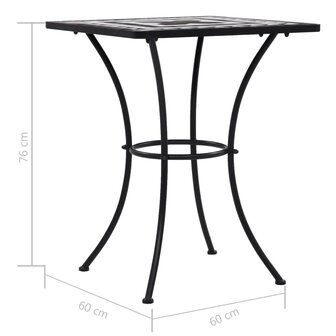 Bistrotafel moza&iuml;ek 60 cm keramiek zwart en wit 8