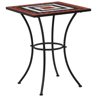 Bistrotafel moza&iuml;ek 60 cm keramiek terracottakleurig en wit 1