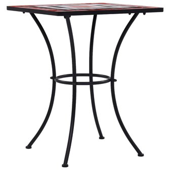 Bistrotafel moza&iuml;ek 60 cm keramiek terracottakleurig en wit 2