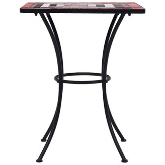 Bistrotafel moza&iuml;ek 60 cm keramiek terracottakleurig en wit 3