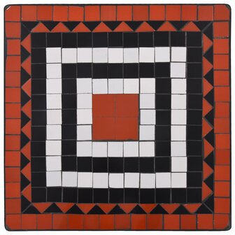 Bistrotafel moza&iuml;ek 60 cm keramiek terracottakleurig en wit 5