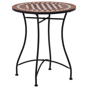 Bistrotafel moza&iuml;ek 60 cm keramiek bruin 1