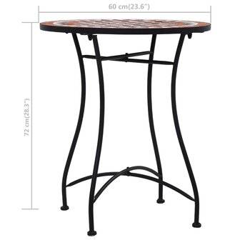 Bistrotafel moza&iuml;ek 60 cm keramiek bruin 7